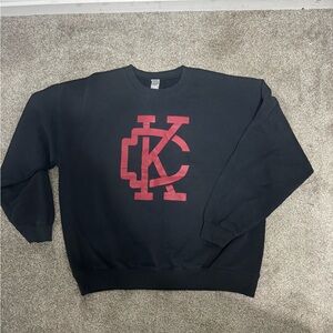 Black Sweatshirt with Red KC Logo - Men's Crewneck